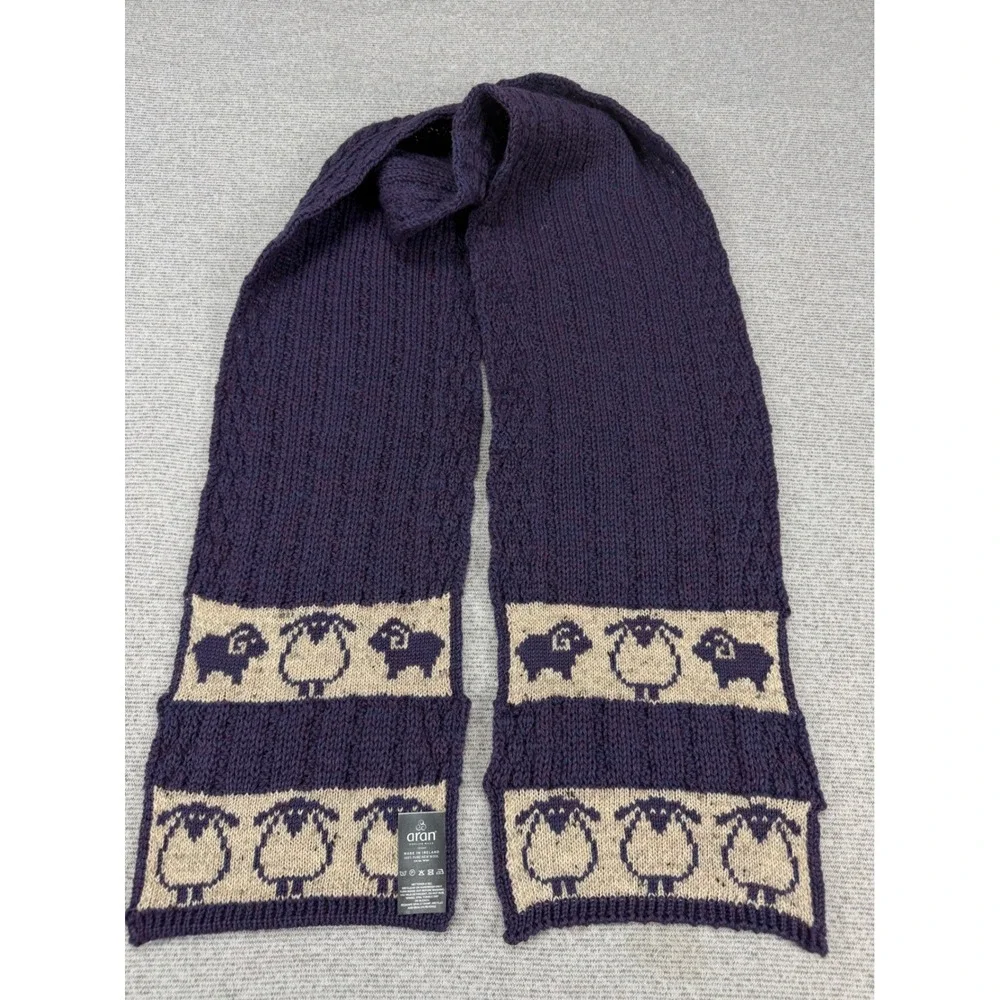 Aran Woollen Mills Purple Sheep Scarf Mens 100% Pure New Wool Made in Ireland